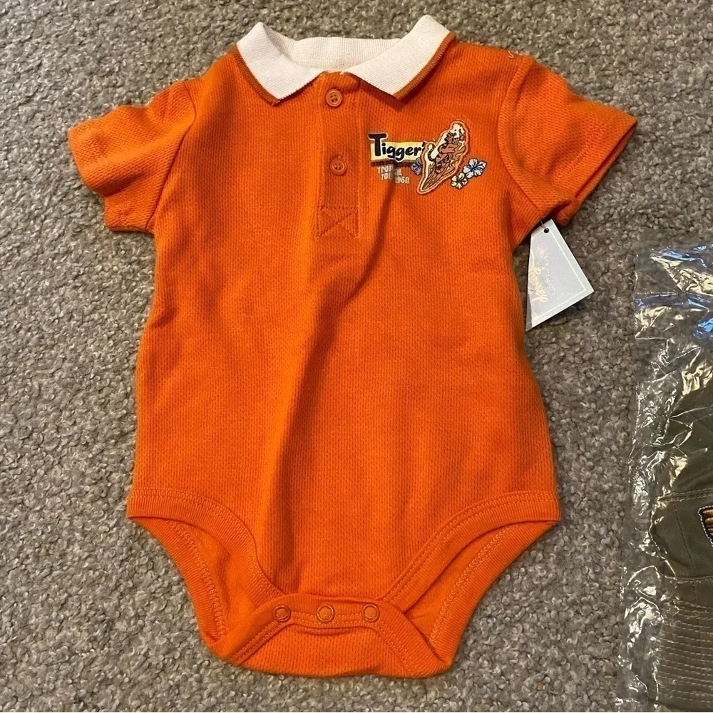 Vintage Tigger Matching Outfit NEW 6-9 Mos 90s Polo Onesie Hat Shorts Orange